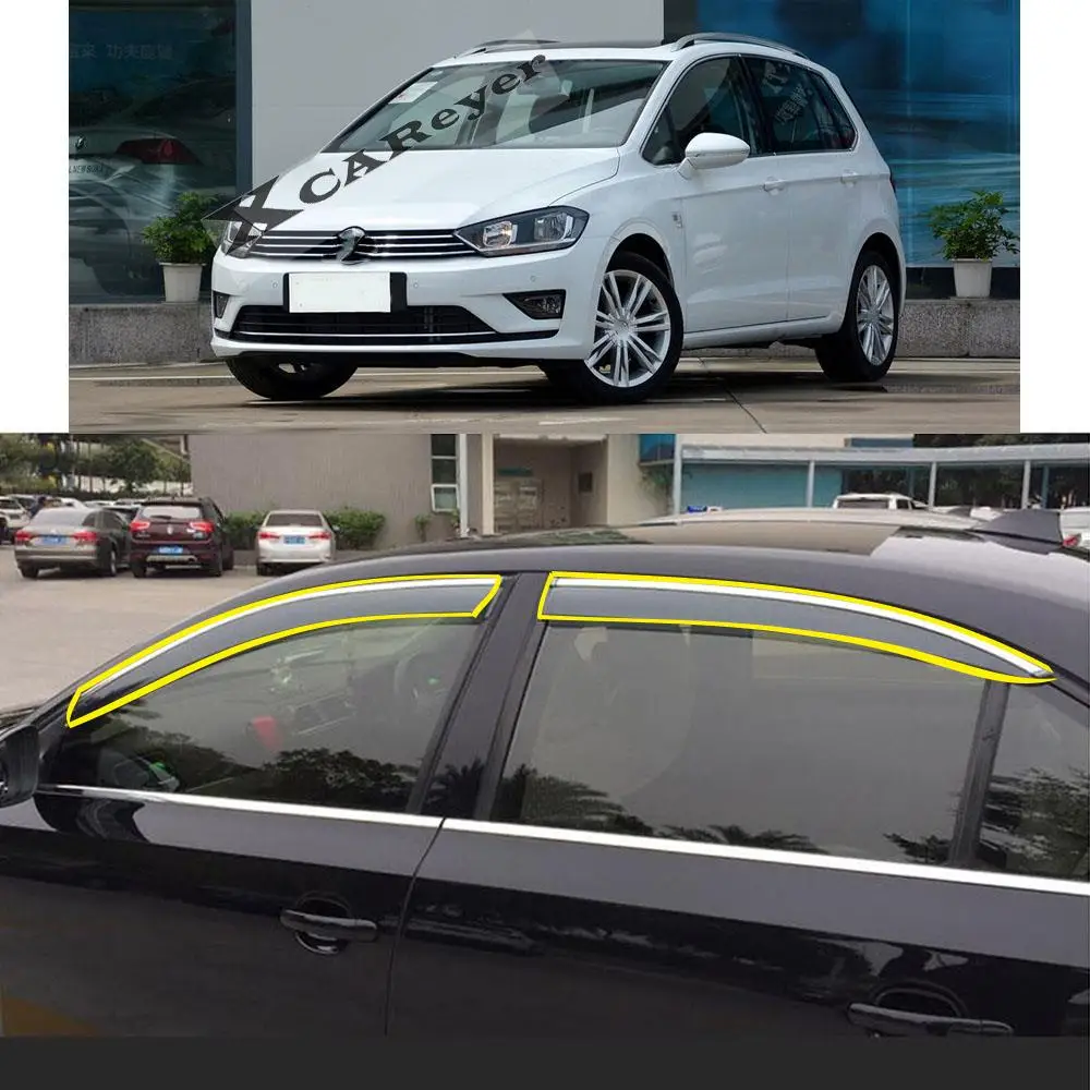 

Car Sticker Plastic Window Glass Wind Visor Rain/Sun Guard Smoke Vent Protector For VW Volkswagen Golf Sportsvan 2016-2021
