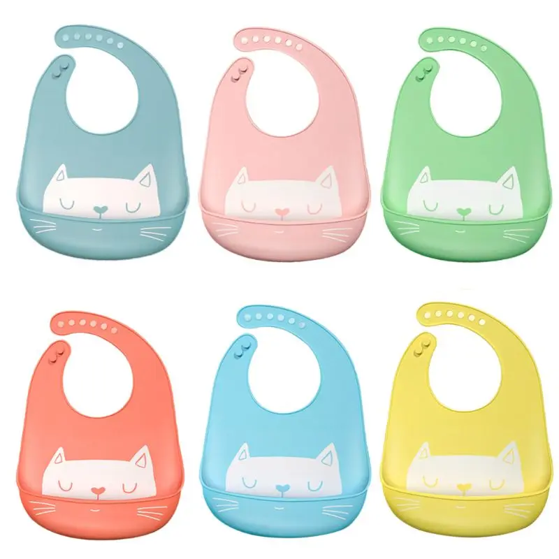 

Silicone Baby Bib No-wash Roll Up Crumb Catcher Cartoon Waterproof Kids Boys Girls Feeding Supplies