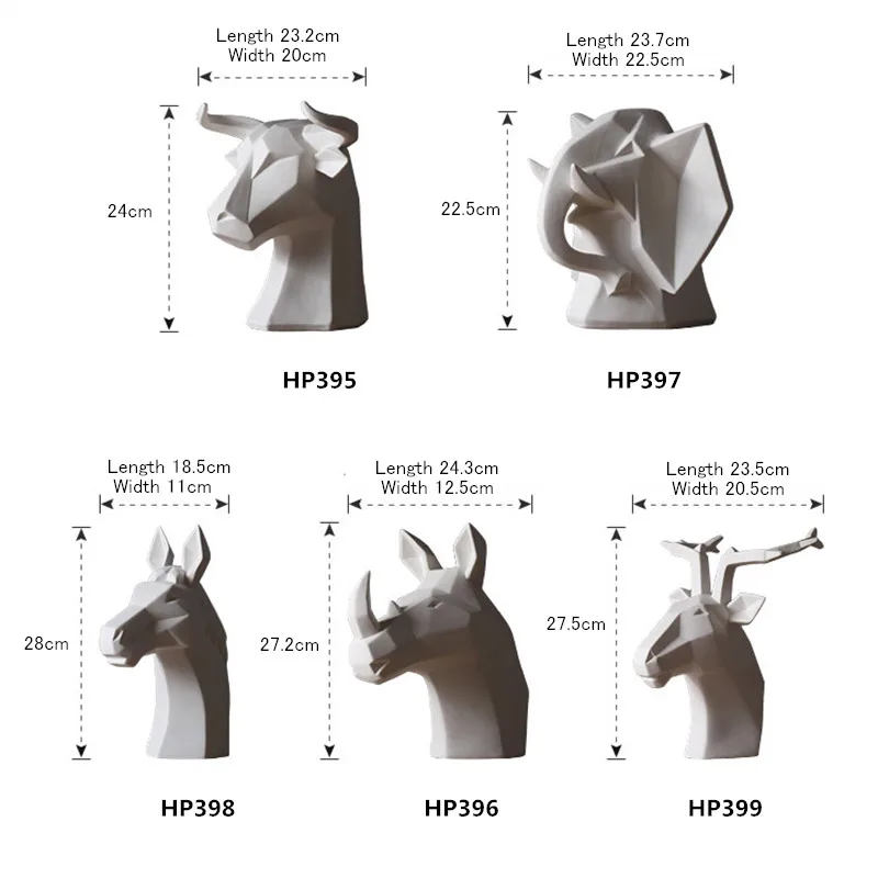 

Unburnt abstract ornaments Nordic style animal white animal head ornaments modern minimalist Home decoration Accessories gift