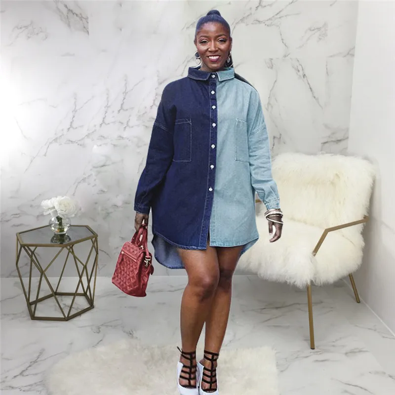 

Big Size Autumn Dresses Fashion Long Sleeve Solid Casual Dress Loose Irregular Shirt Dress Plus Size Women Clothing
