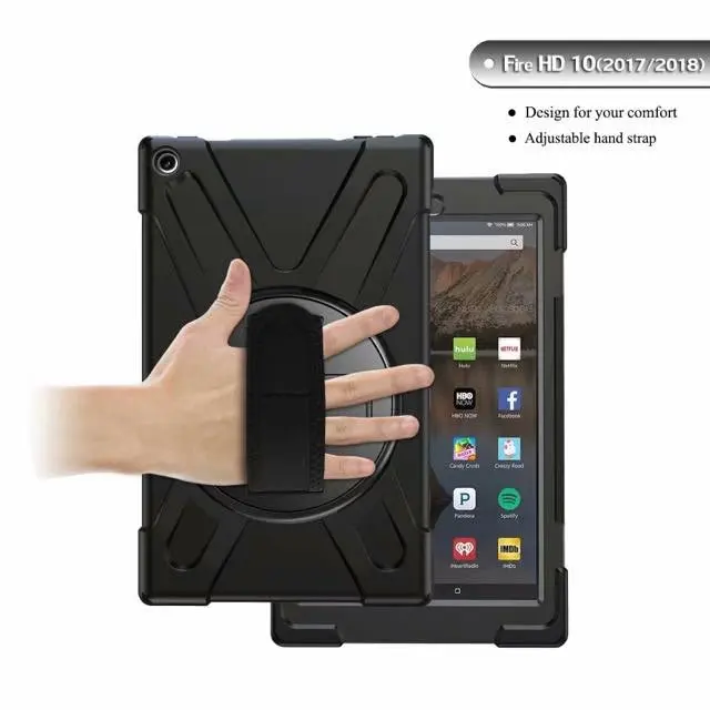 Противоударный чехол для Amazon Fire HD 10 HD10 2017 2018 с ремешком на руку/Aiguillette силиконовый