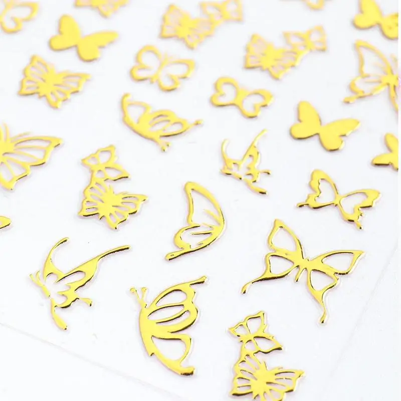 

3D Nail Art Stickers Bronzing Butterfly Adhesive Sliders Nail Decals Butterfly Nail Sticker Wrap Foils Nail Art Decoration