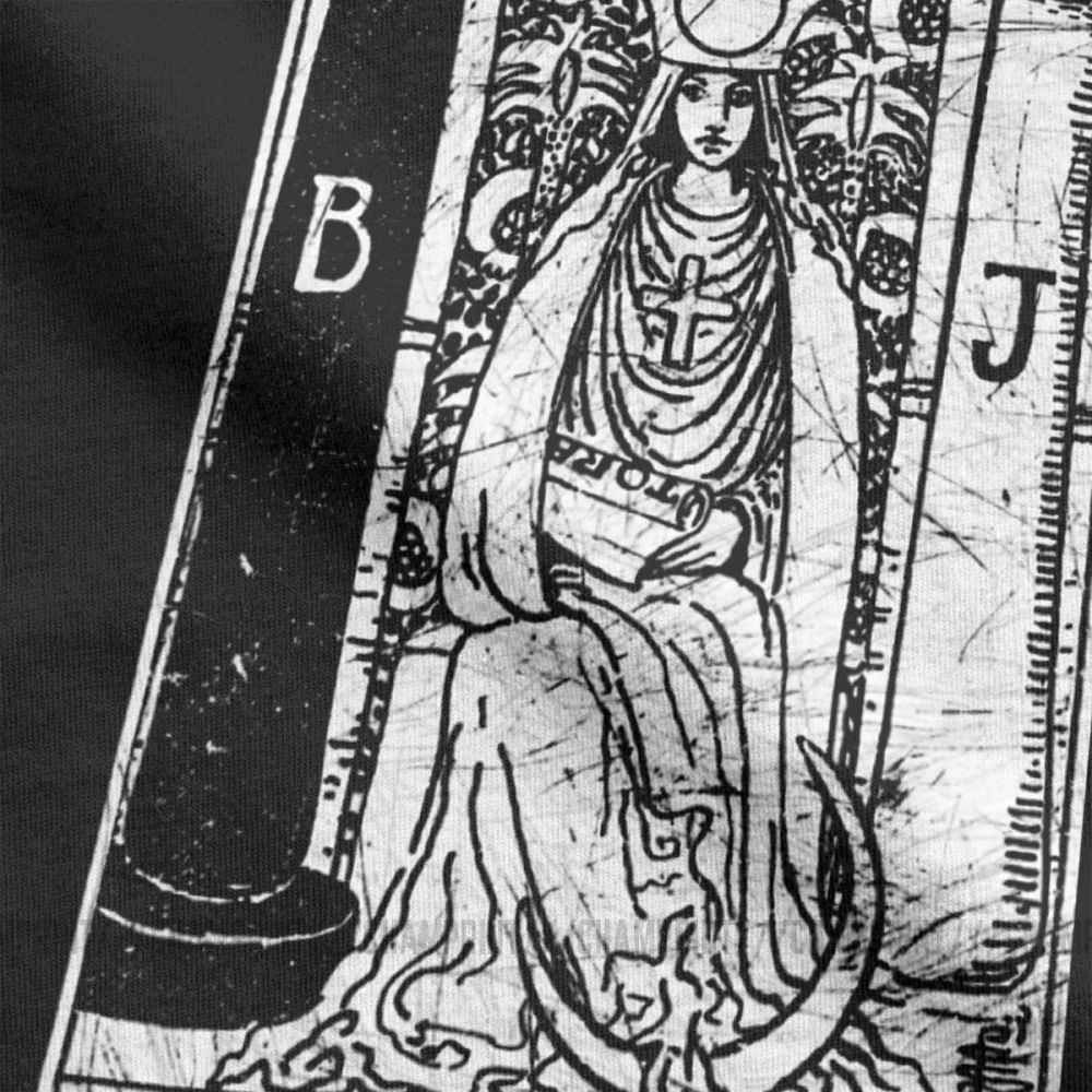 Мужская футболка с короткими рукавами из чистого хлопка надписью The High Priestess Tarot