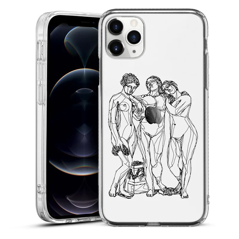 

Abstract Art Aesthetic Lines Case For iPhone 12Pro Max 6 6s 7 8 Plus 11 Xr Xs MAX SE 2020 Mini Sexy Woman Boobs Clear Soft Cover