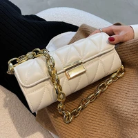 small pu leather shoulder bags women 2021 new design chain quilted tote bag solid color purses and handbags ladies underarm bag