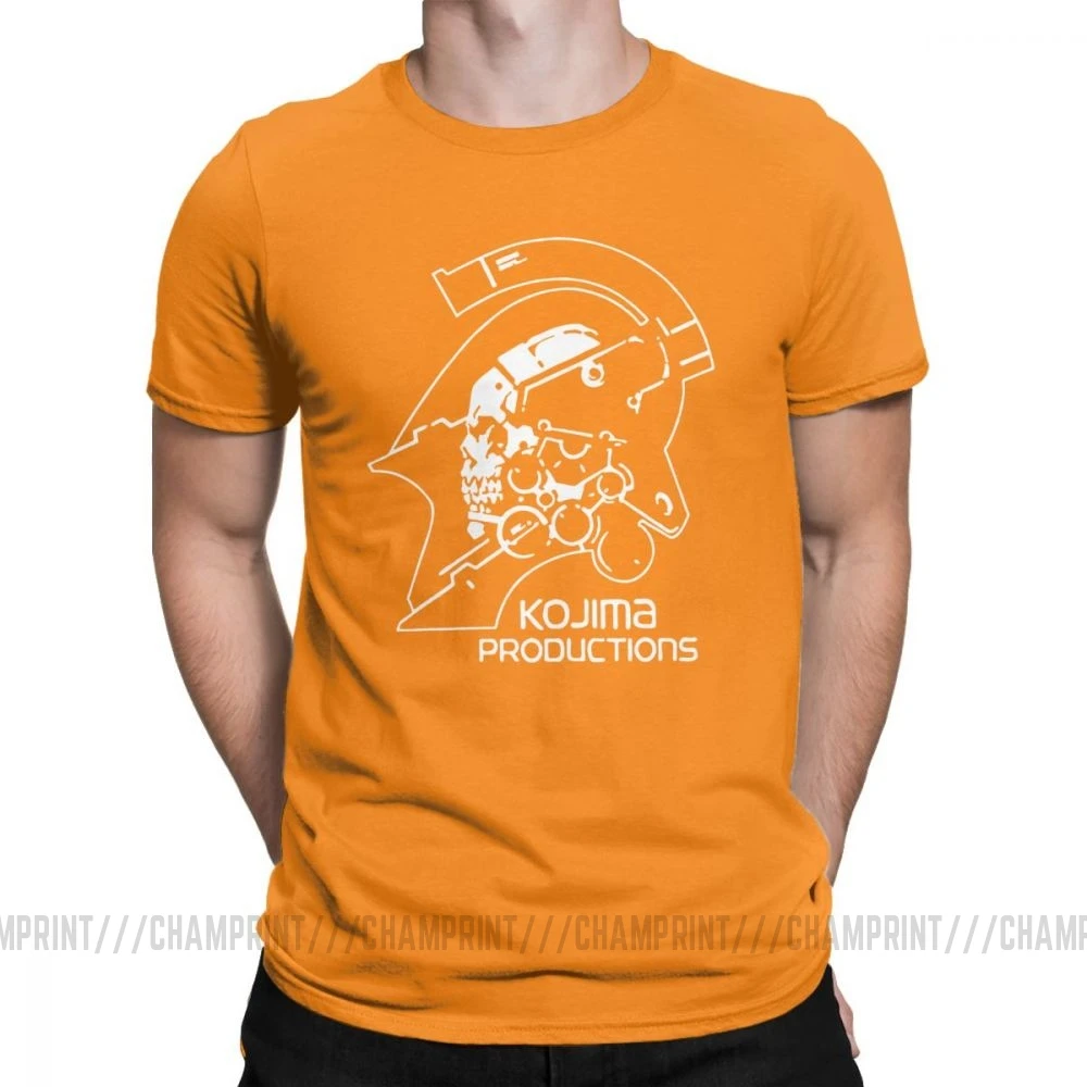 Оранжевый Мужские футболки с металлическим зубчатым механизмом Kojima Products, MGS Hideo Kojima, хлопковые топы с коротким рукавом, футболки с принтом - Цвет: Оранжевый