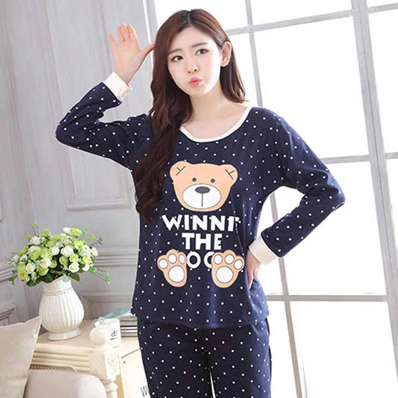 Spring Pyjamas Cotton Pj Pajamas Set Women Cartoon Sleepwear Girl's Pajama Sets Pijamas Girl Pyjamas Home Clothes