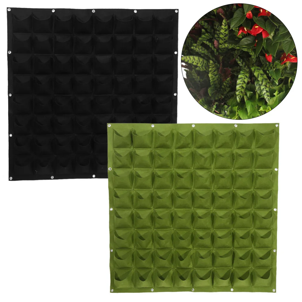 64 кармана мешки для выращивания Открытый Вертикальный садовый настенный горшок