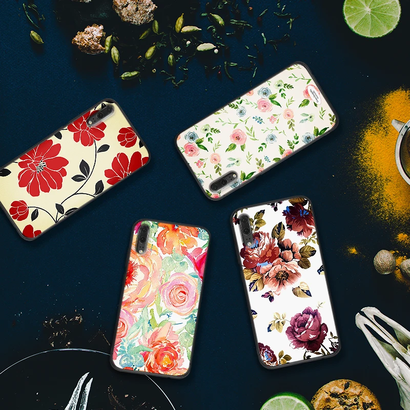 For Huawei Honor 7X 8X 9X Pro 8 9 10 Lite Note View 20 6A 7A 3GB Rose sunflower marble girl Phone Cover Shell | Мобильные телефоны