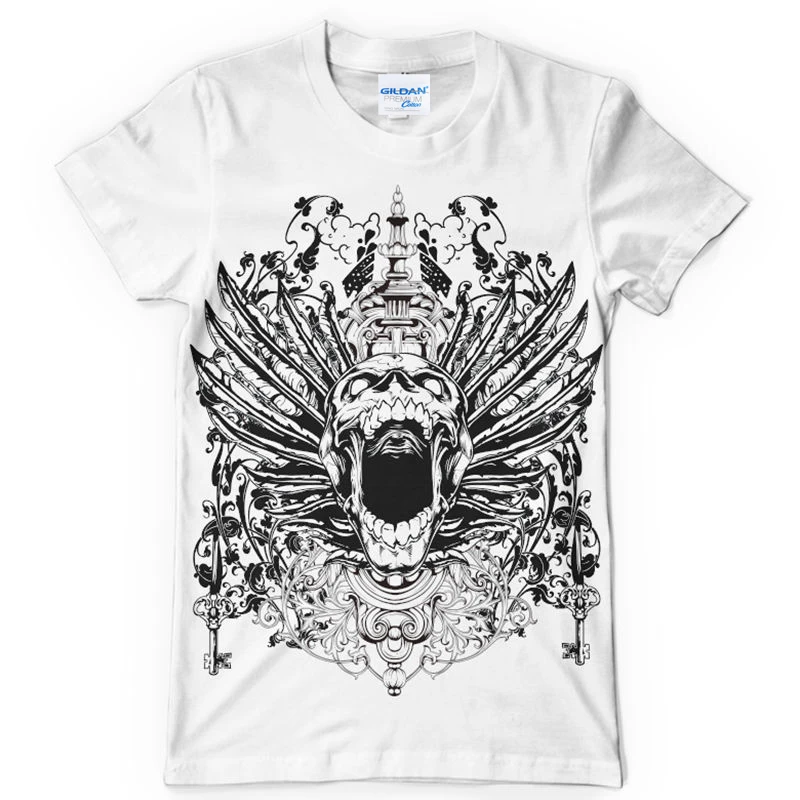 

New 2019 Hot Summer Casual T-Shirt Printing Summer Fashion Funny Print T-Shirts Winged Skull 193 t shirt white teet shirt design