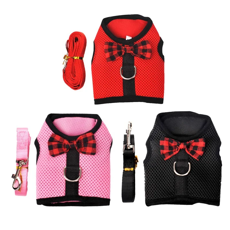 Жилет для домашних животных Одежда с тяговым ремнем на груди бантом липучке