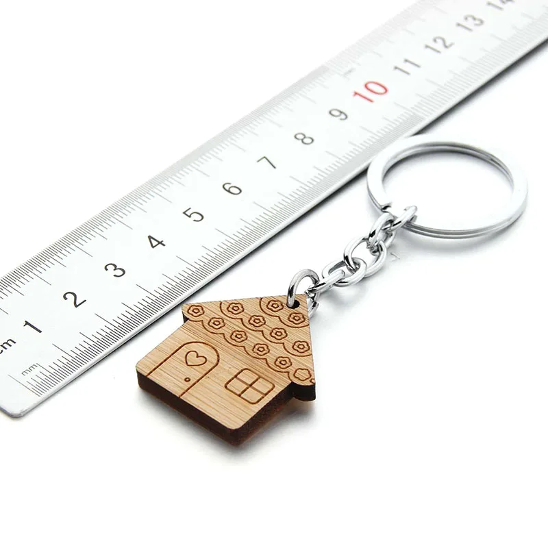 fashion house key chain wood keychain housewarming gift home key ring decoration for women girls free global shipping