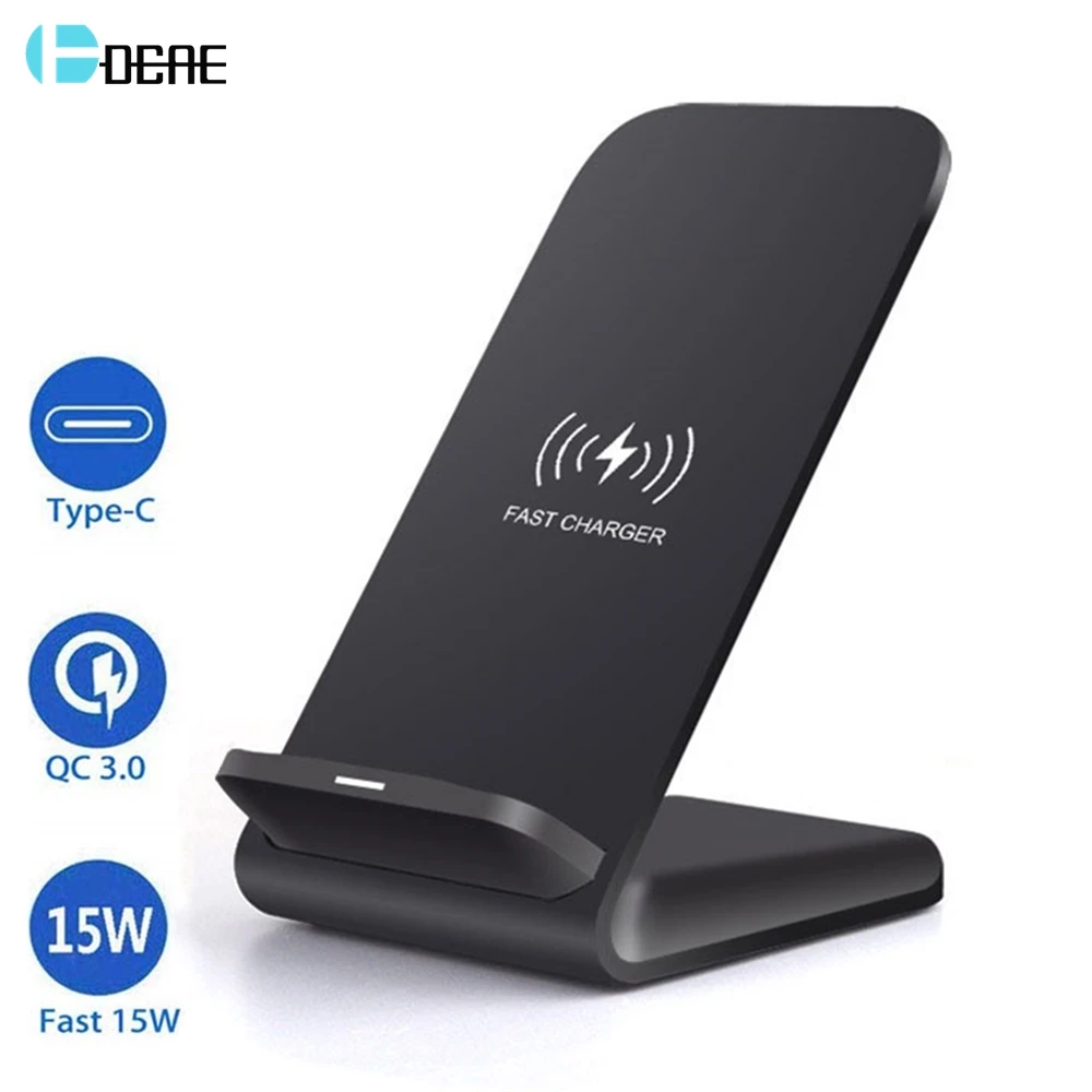 DCAE 15 Вт Qi Беспроводное зарядное устройство Подставка для iPhone 12 11 Pro XR 8 X XS QC 3 0 USB C