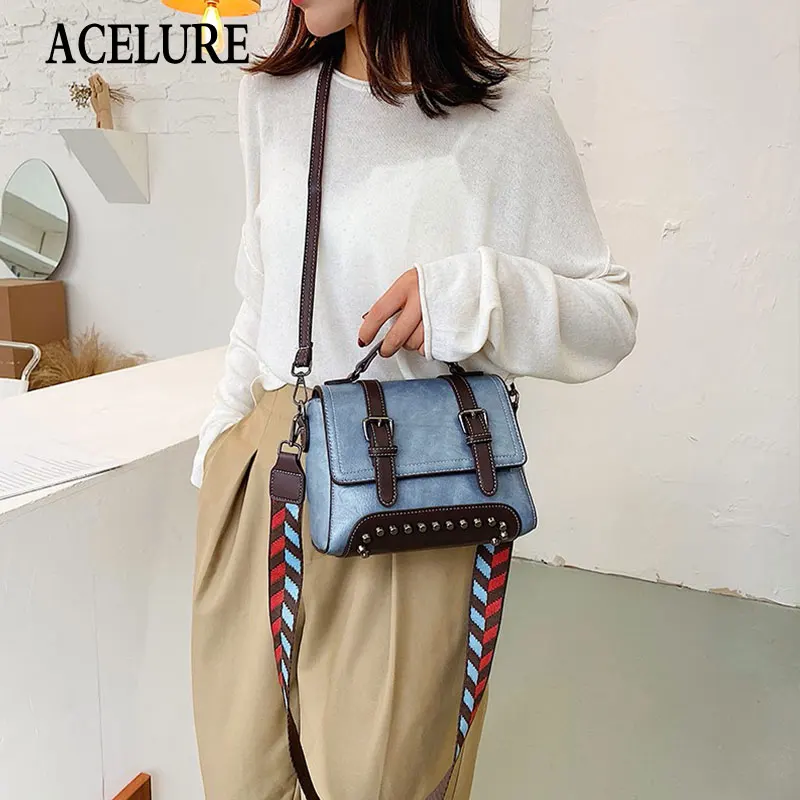 

ACELURE Rivet Decor Cool Fashion PU Leather Shoulder Bags for Women Solid Color Crossbody Bags Ladies High Capacity Handbags