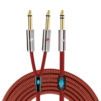 stereo 14 inch trs 6 35mm to dual 14 ts mono male audio cable for mixer amplifier speaker hifi system y splitter cords