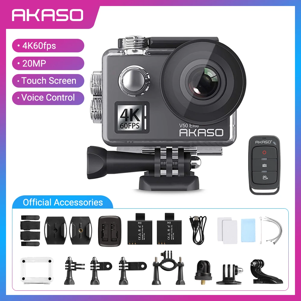 

Экшн-камера AKASO V50 Elite, 4K, 60 кадров/с, сенсорный экран