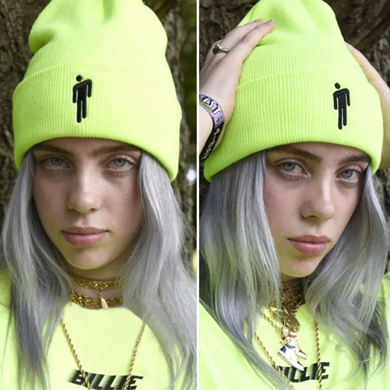 Повязка на руку Billie Eilish Beanie шляпа для женщин и мужчин вязаное тёплое зимнее шапки