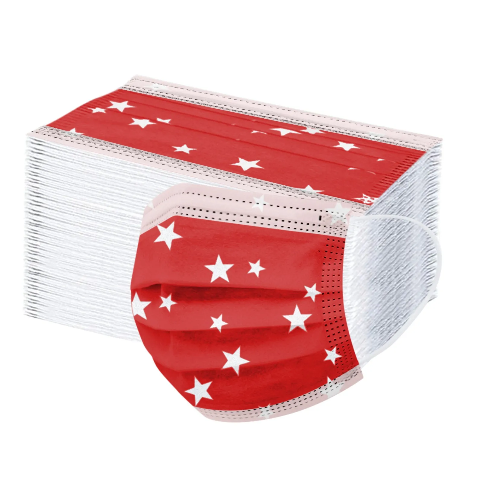 

10/20/30/50/100PCS Adult's Masks Star Pattern Printed Disposable Face Mask Industrial 3Ply Ear Loop Mouth Masks