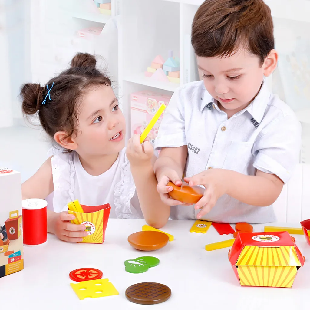 Ролевая игрушка для детей кухни в виде бургеров картофеля фри деревянная