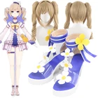 Genshin ударная Барбара обувь для косплея сапоги Сияющие парики из концерта рождественские светлые золотые термостойкие синтетические парики реквизит Новинка