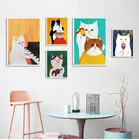 Постеры и принты с изображением кота, холст, масляная живопись, настенные картины для гостиной, детской комнаты, домашний декор