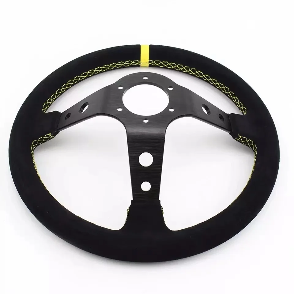 OM * гоночное рулевое колесо 14 дюймов универсальное замшевое кожаное вогнутое