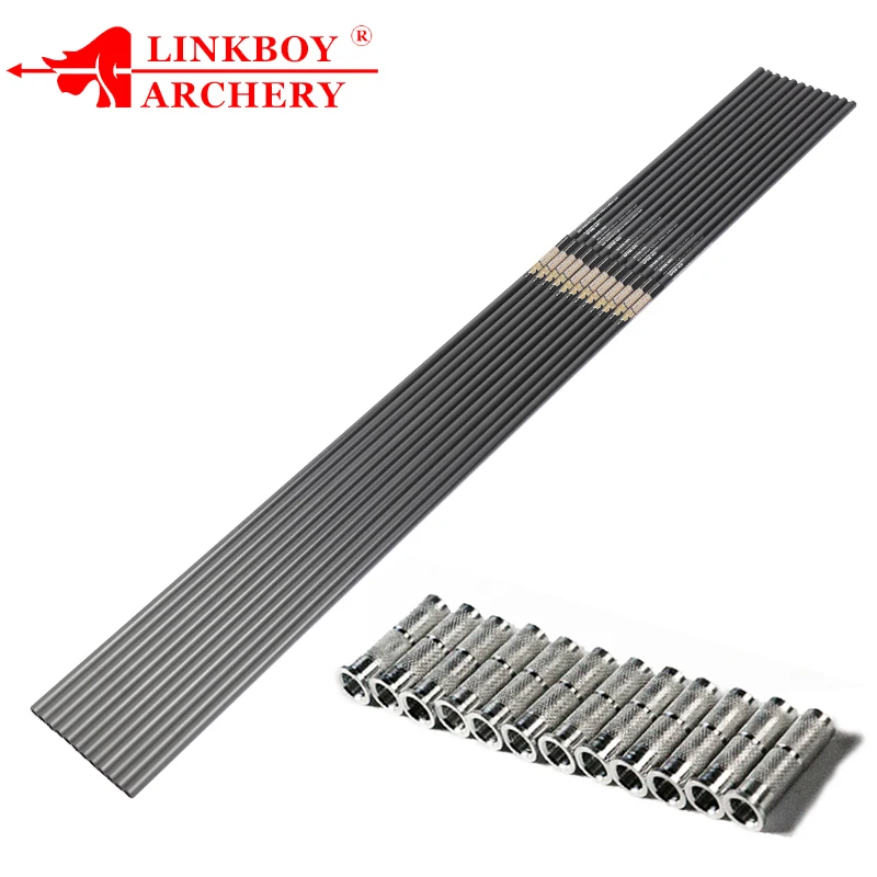 Стрелы из чистого карбона Linkboy для стрельбы лука 6/12 шт. вал Spine340 800 ID мм вставка