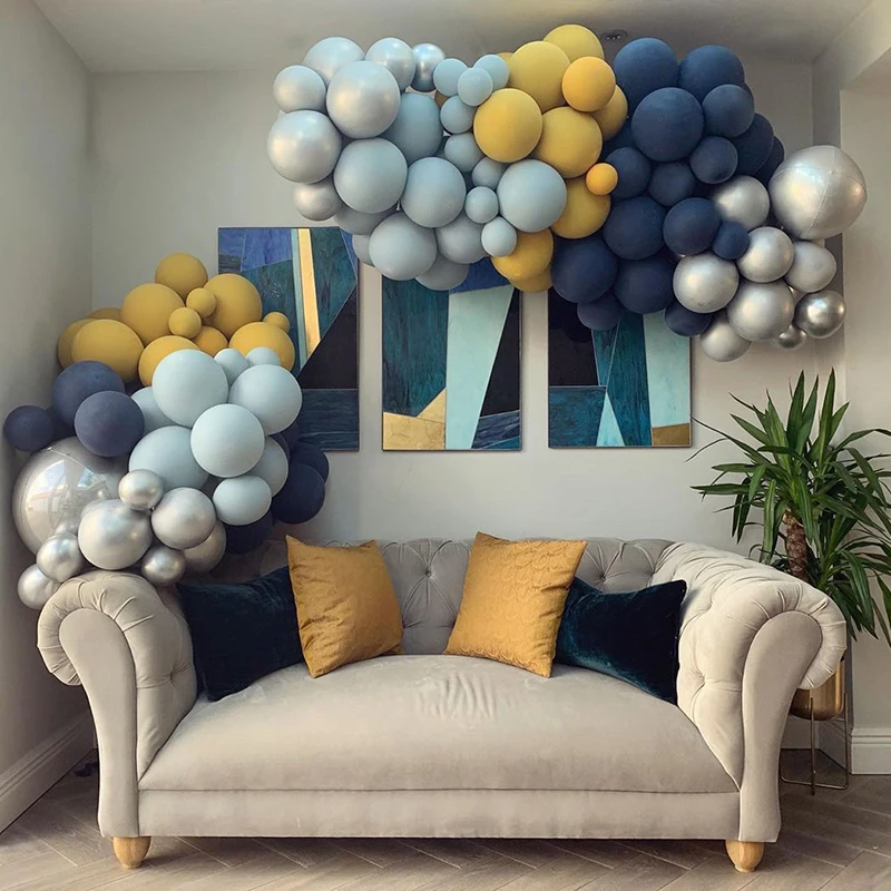 100 шт./компл. Morandi Свадебные Воздушные шары цепи синих латексных шаров арка для