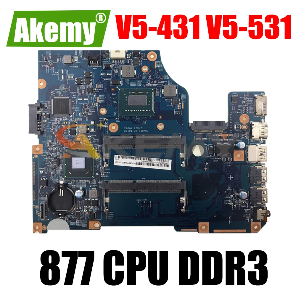 

AKEMY NBM1G11002 48.4VM02.011 Laptop motherboard For Acer aspire V5-431 V5-531 UMA 877 CPU DDR3 Main board full tested