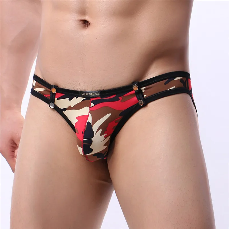 4PCS Sexy Men Briefs Camouflage Printed Bugle Pouch Underwear Slips Calzoncillo Hombre Panties Male Underpants Jockstrap Briefs
