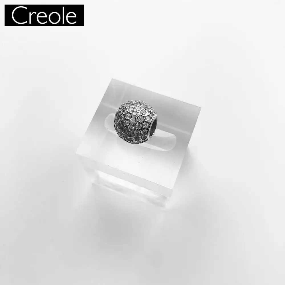 Бусины кулон белого кубического циркония со стразами с большим отверстием для