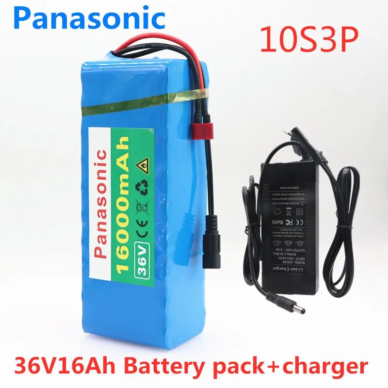 Panasonic 36V 16Ah 10S3P 18650 16000mAh аккумуляторная батарея Модифицированная батарея для электровелосипеда+ 36V 2A зарядное устройство