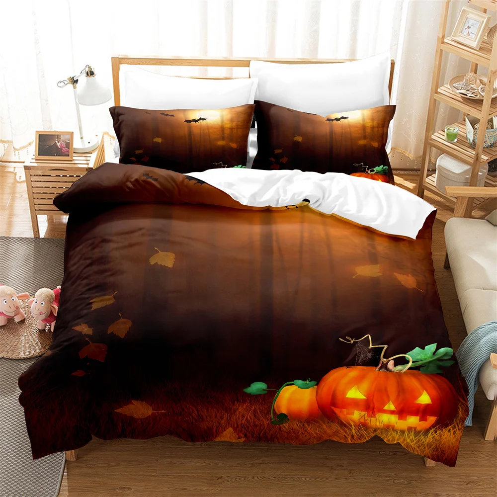 

3D Halloween Set Queen Bedding Duvet Cover Set Bedding Set Bed Cover Cotton Queen Bedroom Bed Cover Set Bed Set Bedding