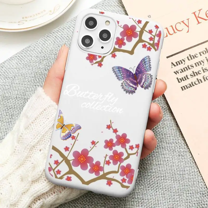 Фото Beautiful cherry blossoms birds Phone Case For iphone 12 11 Pro Max Mini XS 8 7 6 6S Plus X SE2020 XR Candy white Silicone cover Мобильные Beautiful cherry blossoms birds Phone Case For iphone 12 11 Pro Max Mini XS 8 7 6 6S Plus X SE2020 XR Candy white Silicone cover Мобильные