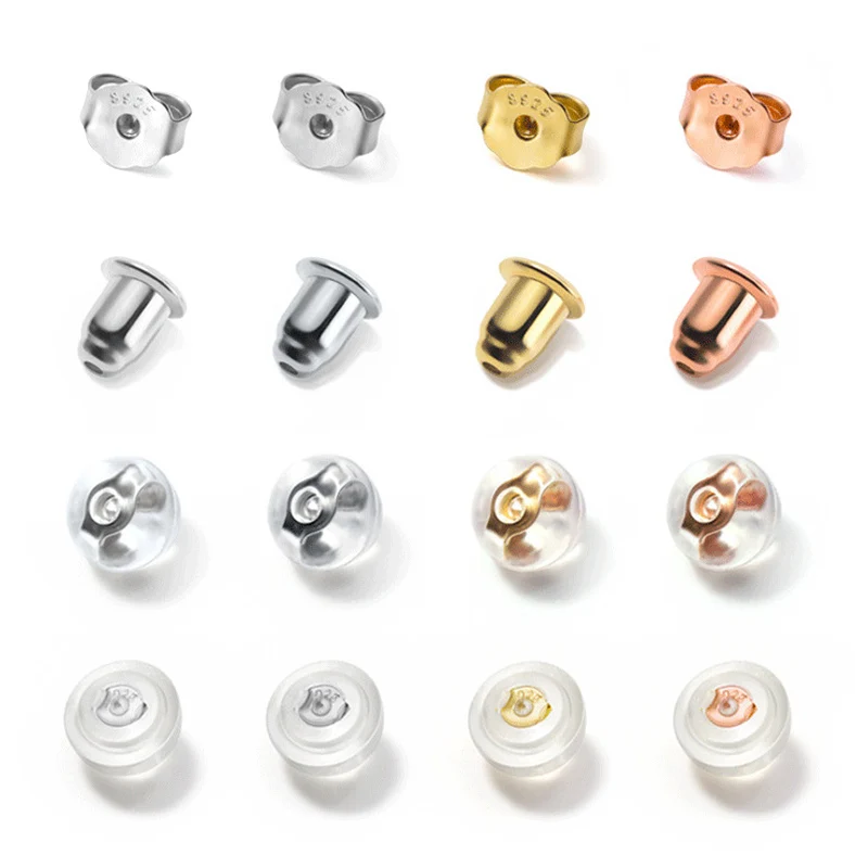 10pcs/lot 925 Sterling Silver Earring Back Earplug 4 Colors Entire S925 Silver Earring Nut Stoppers For DIY Jewelry Findings