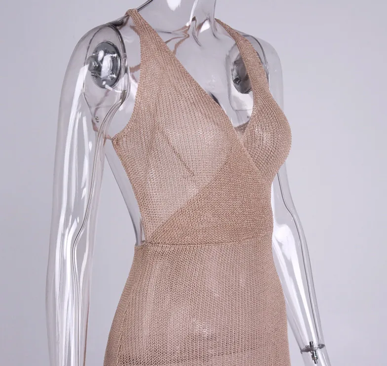 Новинка 2021 женское трикотажное платье макси привлекательный вязаный купальник с