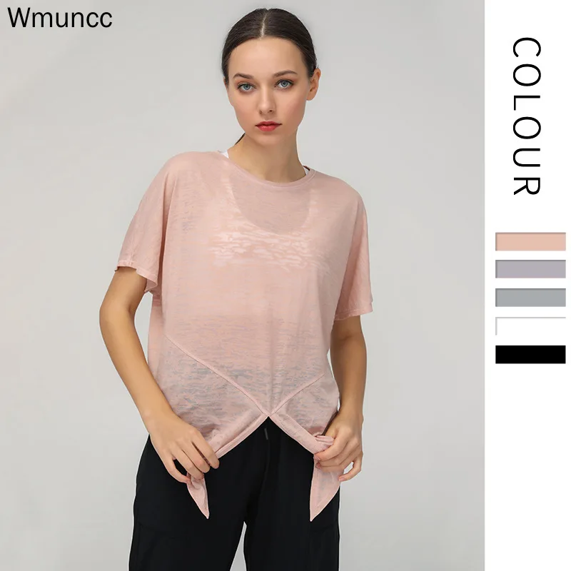 Wmuncc Women Yoga Shirts Breathable Short Sleeve T-shirt Blouse Gym Workout Tops Clothes Female | Спорт и развлечения