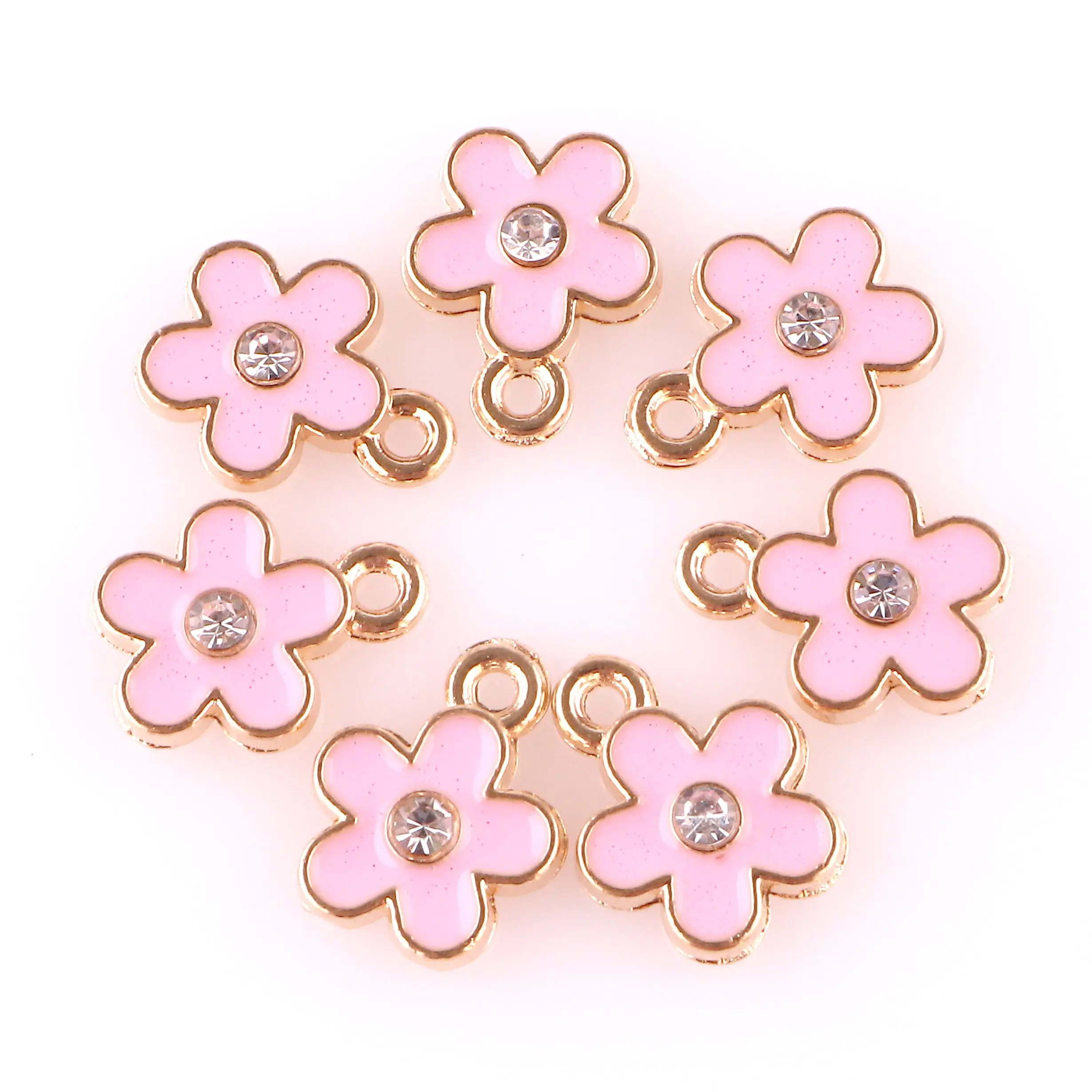 

10Pcs/Lot Enamel Drop Oil Flower Charms Making Crafting Plant Pendant Necklaces Girls Women Gift Jewelry