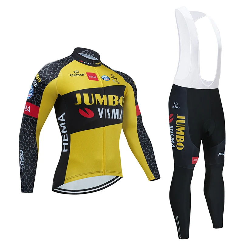 

2021 Team JUMBO Cycling Jersey 20D Gel Set MTB Bike Clothing France Bicycle Clothes Spring/Autumn Men‘s Long Cycling Wear