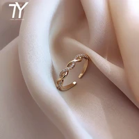 2020 new fashion geometric woven twist open rings korean classic copper alloy female jewelry girlfriends gift accessories ring