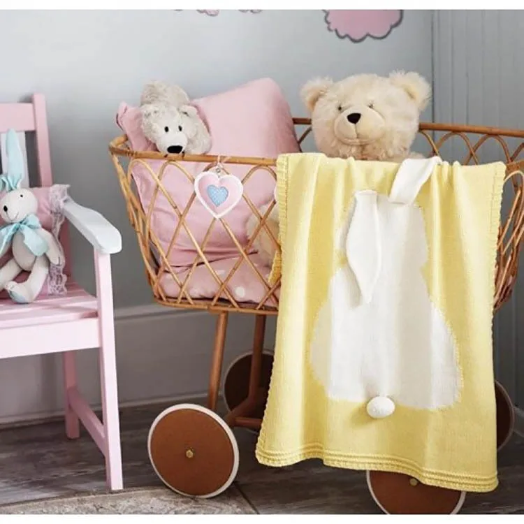 

New Cartoon Explosion Rabbit Ears Children's Knitted Blanket Throw Bedding Sofa/Air Mantas Sofa Cover Plaids Cobertor