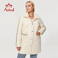 astrid 2021 new womens autumn quilted jacket with fur zipper letter print white long coat women parkas plus size outerwear tops