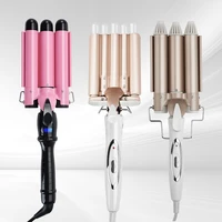 professional hair tools curling iron ceramic triple barrel hair styler egg roll stick electric curling water corrugated plywood