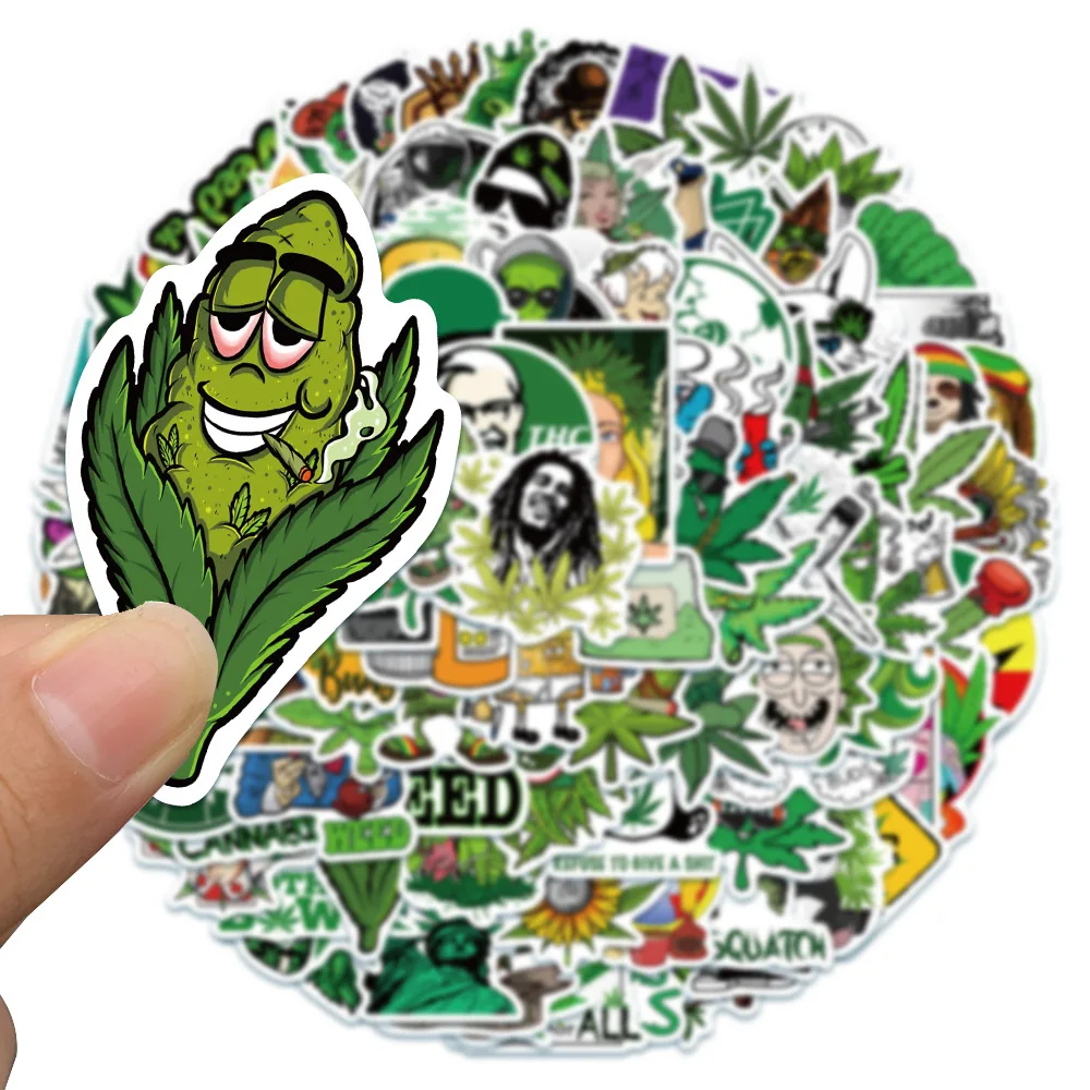 

10/50/100pcs/set Funny Leaves Character Smoking Stickers For Guitar Kids TOY Motorcycle Car Skateboard Snowboard Luggage Decals