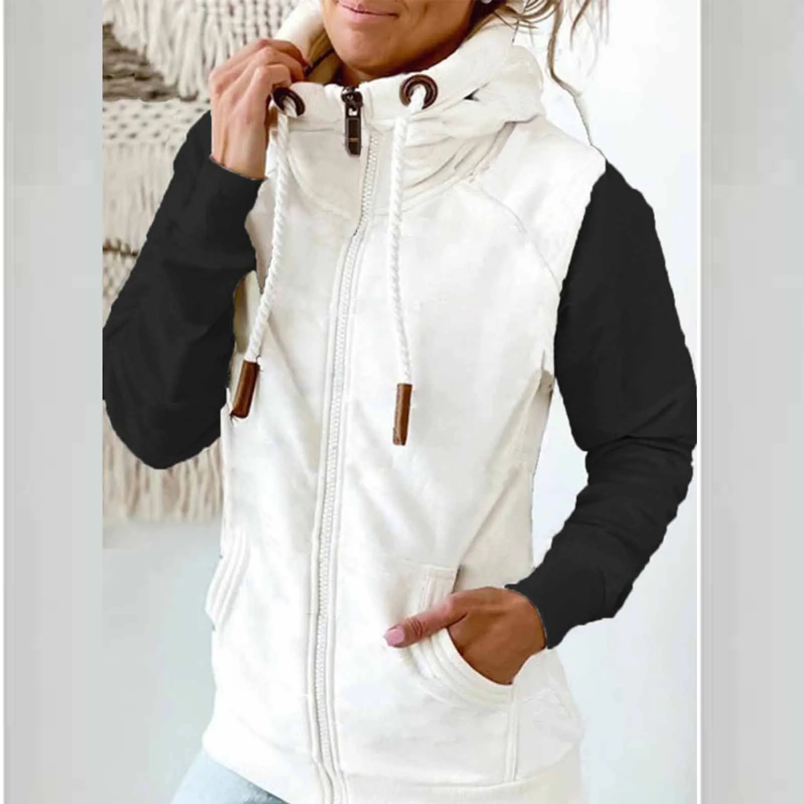 

2021 Autumn Winter Women Fleece Hooded Sweatshirt Fashion Casual Thicken Drawstring Pocket Hoodies Pullover Top Female السترات