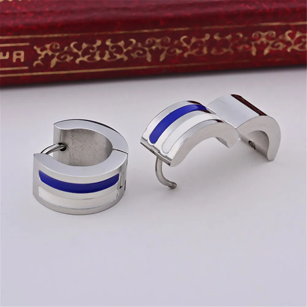 Серьги кольца унисекс из нержавеющей стали белые синие красные черные