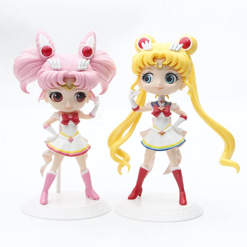2PCS /SET Sailor Moon Qposket Mini Anime Action Figure 16cm