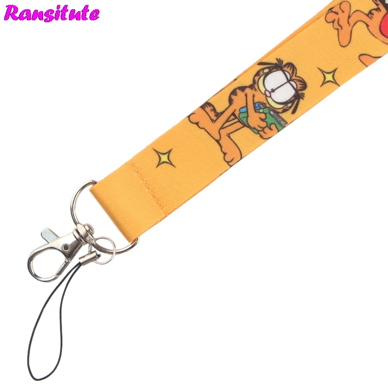 Ransitute Гарфилд шнур Ключ ID карта тренажерный зал мобильный телефон ремень USB бейдж