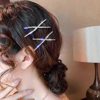 women girls cross crystal hairpins rhinestones hair clips barrettes bridal headwear hair styling tools accessories goldsilver
