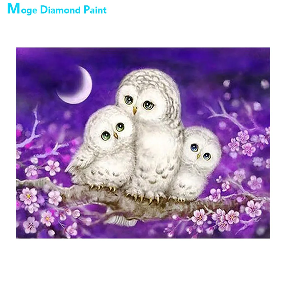 

Night Owl Purple Flower Diamond Painting Animal Round Full Drill Cartoon Nouveaute DIY Mosaic Embroidery 5D Cross Stitch Gifts
